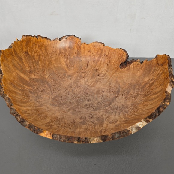 Artisan Other - Hand Turned Maple Burl Wood Live Edge Decorative Bowl Signed Artisan Centerpiece